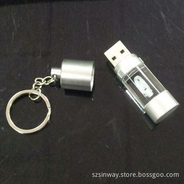 Cylinder Crystal USB Flash Sticker, 128MB-32GB, with Customized Logo